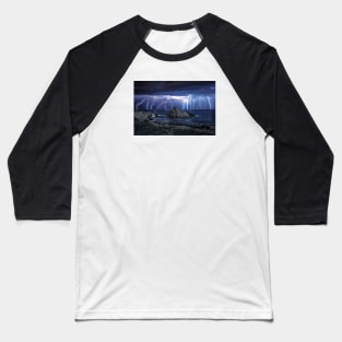 Lightning over Sugarloaf Rock Baseball T-Shirt